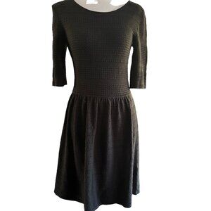 Vince Camuto Womens black half sleeve knit textured sweater fit n flare dress XS